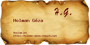 Holman Géza névjegykártya